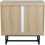 Rattan Sideboard Light Oak Black Frame