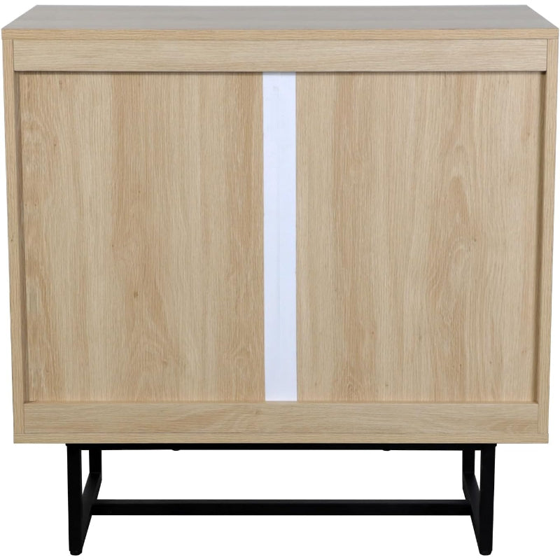Rattan Sideboard Light Oak Black Frame