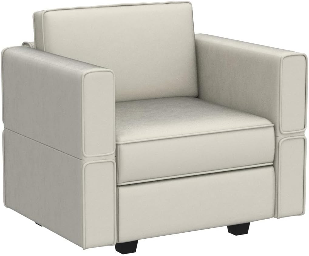 Velvet Modular Armchair Grey With Storage