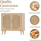 Rattan Sideboard With Doors Storage Natural
