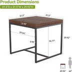 31.5" Square Solid Wood Dining Table For 2-4