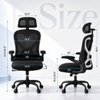 Office Chair 3D Headrest Flip-up Armrest Black Silver