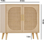 Rattan Sideboard With Doors Storage Natural