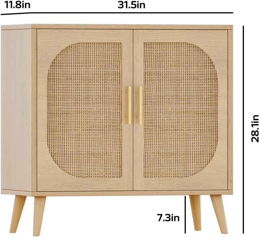 Rattan Sideboard With Doors Storage Natural