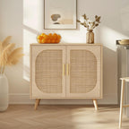 Rattan Sideboard With Doors Storage Natural