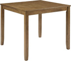 34.5" Square Oak Dining Table For 4 People