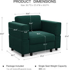 Velvet Modular Armchair Green With Storage
