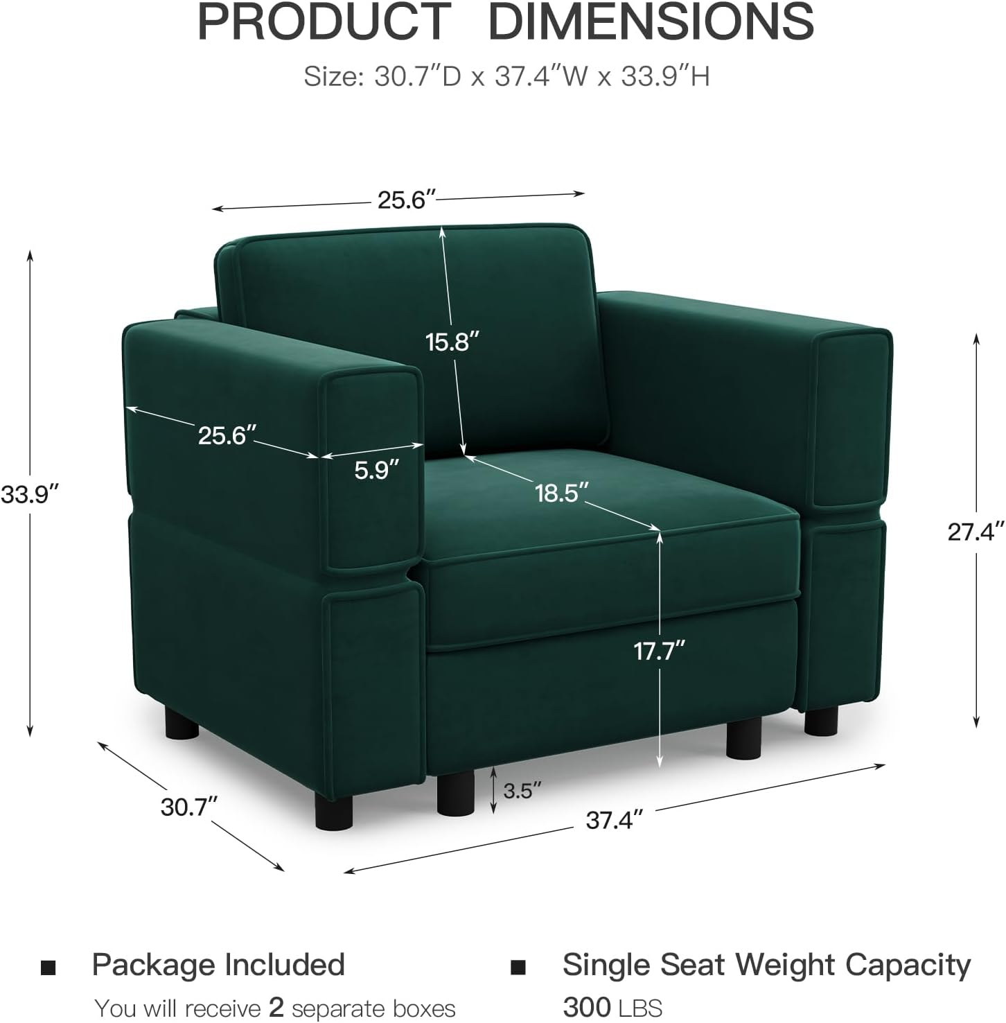 Velvet Modular Armchair Green With Storage