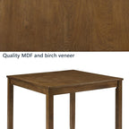 34.5" Square Oak Dining Table For 4 People