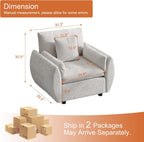 Chenille Cloud Accent Chair Light Grey Tufted Deep Seat