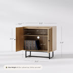 Rattan Sideboard Light Oak Black Frame