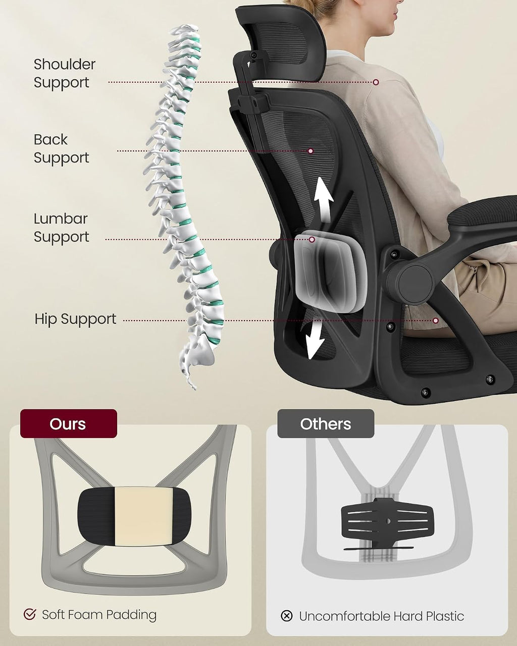 Mesh Office Chair Adjustable Lumbar Support