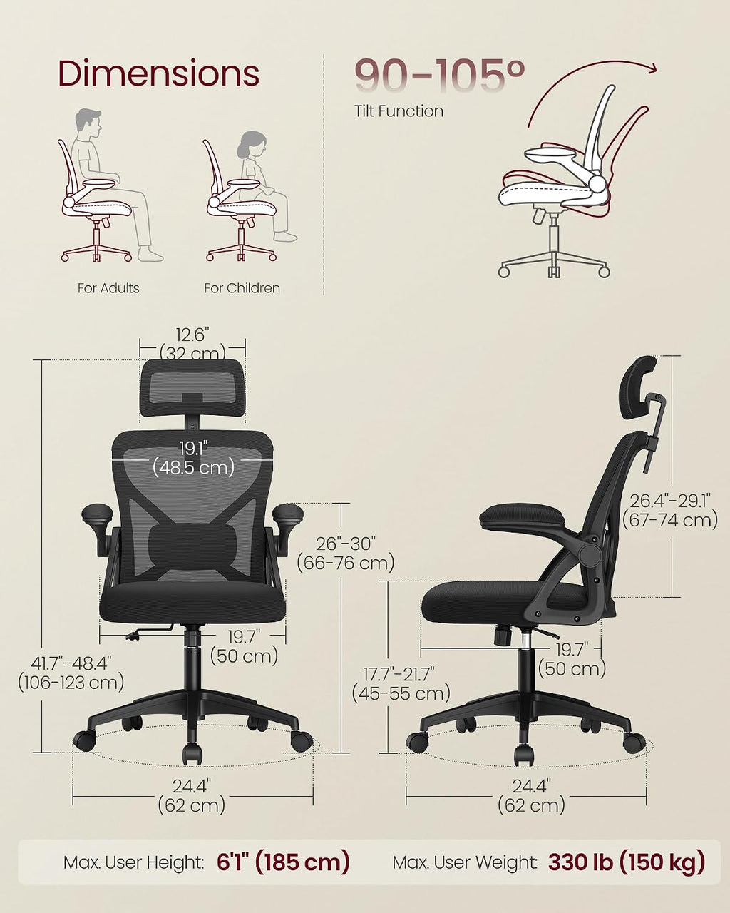 Mesh Office Chair Adjustable Lumbar Support