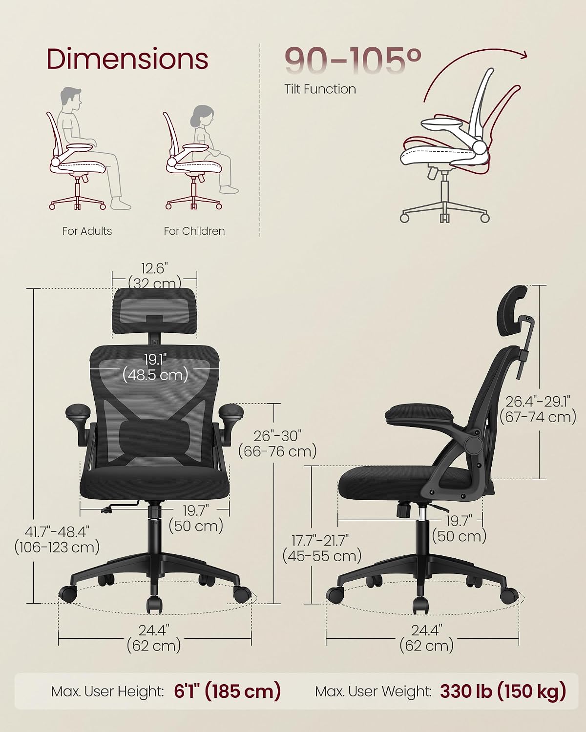 Mesh Office Chair Adjustable Lumbar Support