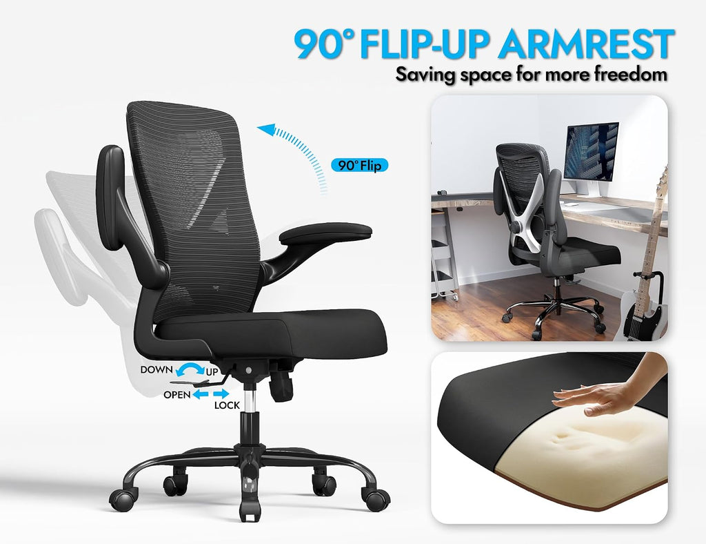 330LBS Mesh Ergonomic Office Chair 3D Lumbar Swivel