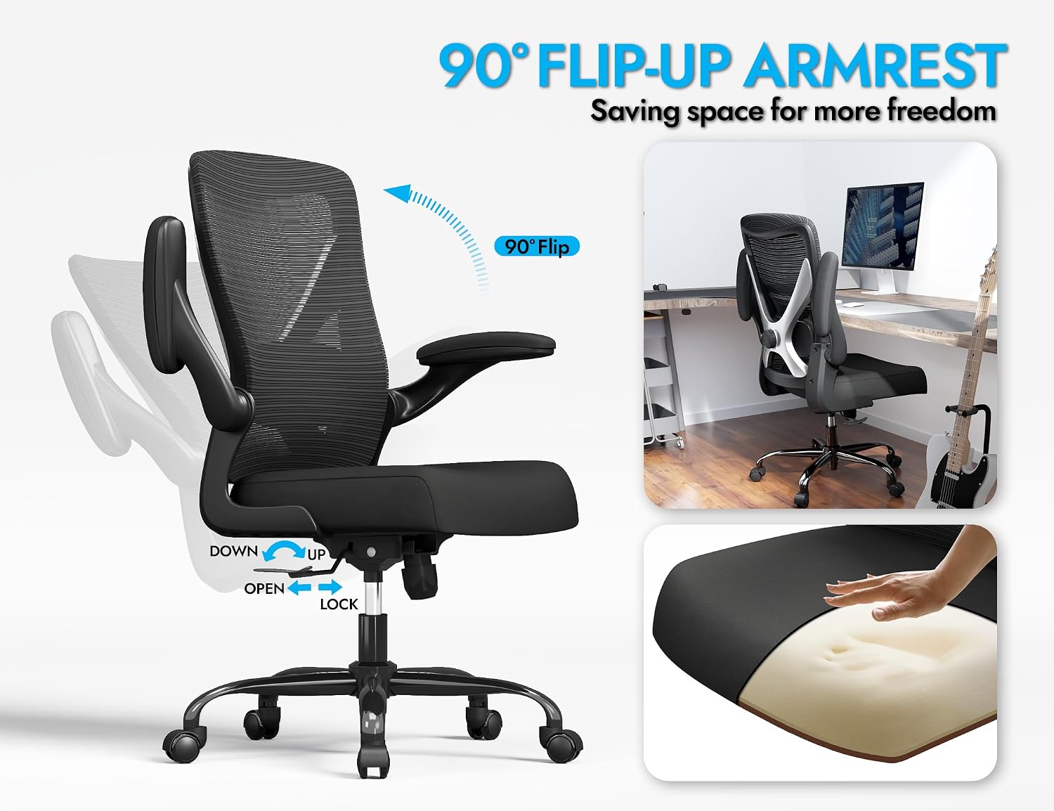330LBS Mesh Ergonomic Office Chair 3D Lumbar Swivel