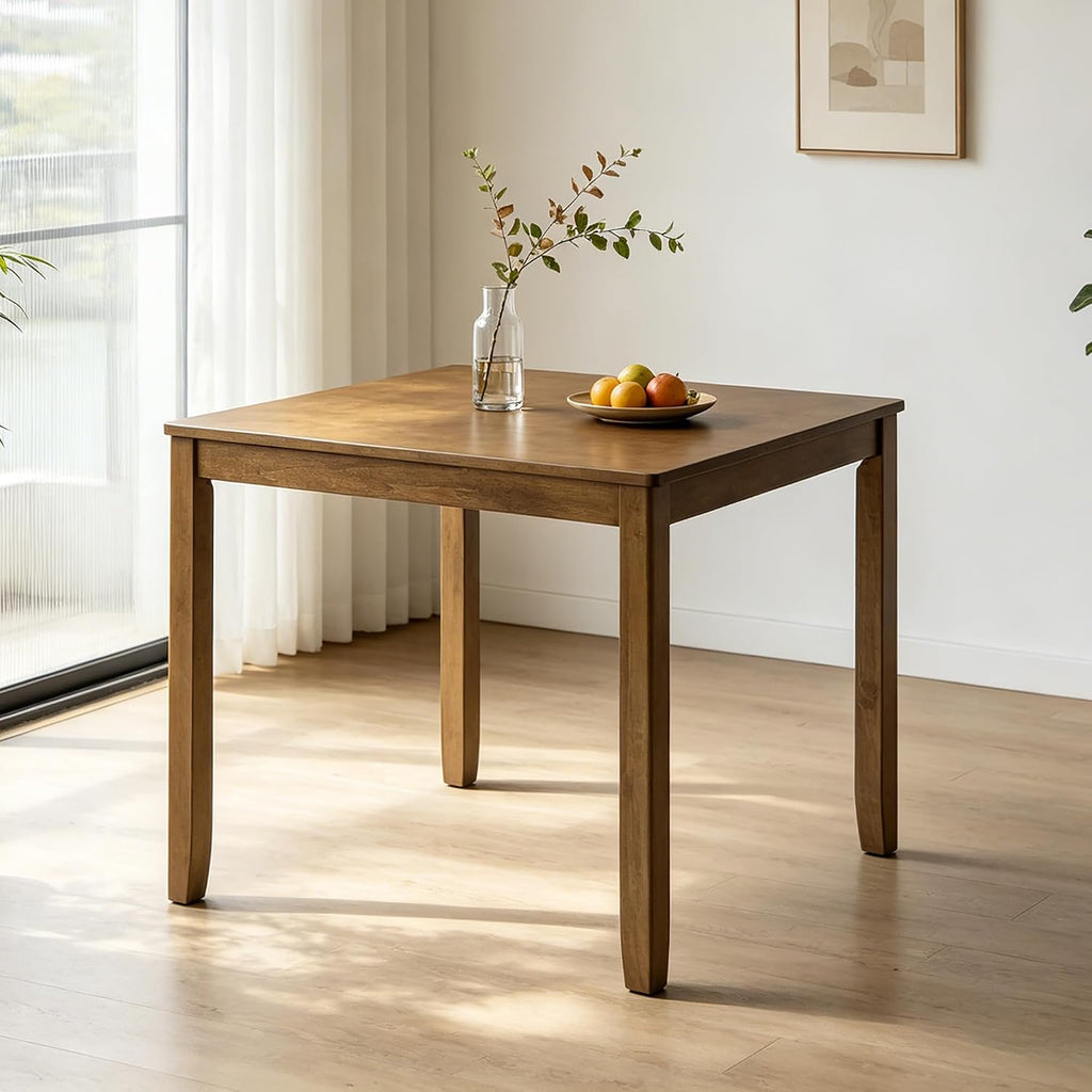 34.5" Square Oak Dining Table For 4 People