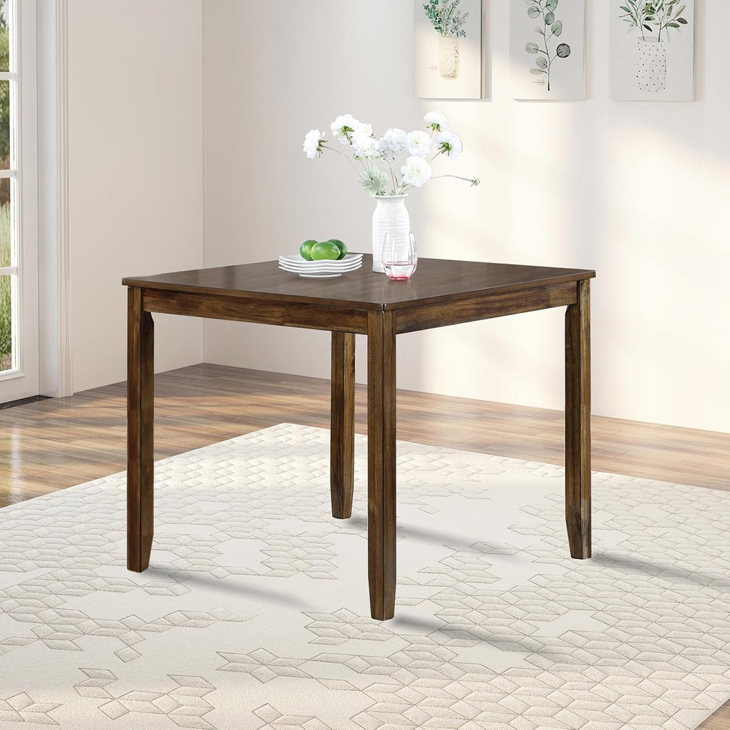 34.5" Square Walnut Dining Table For 4 People