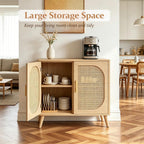 Rattan Sideboard With Doors Storage Natural