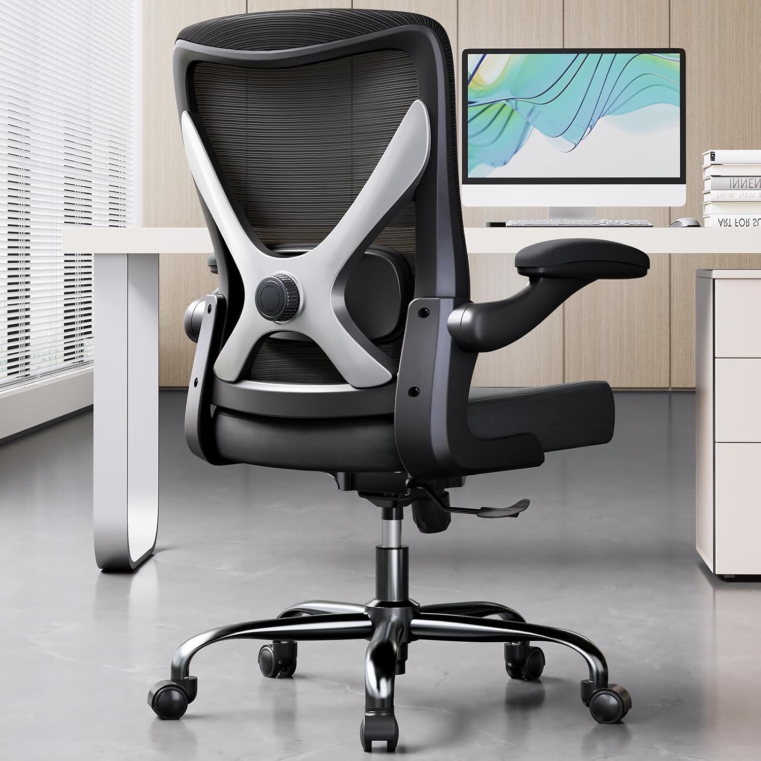 330LBS Mesh Ergonomic Office Chair 3D Lumbar Swivel