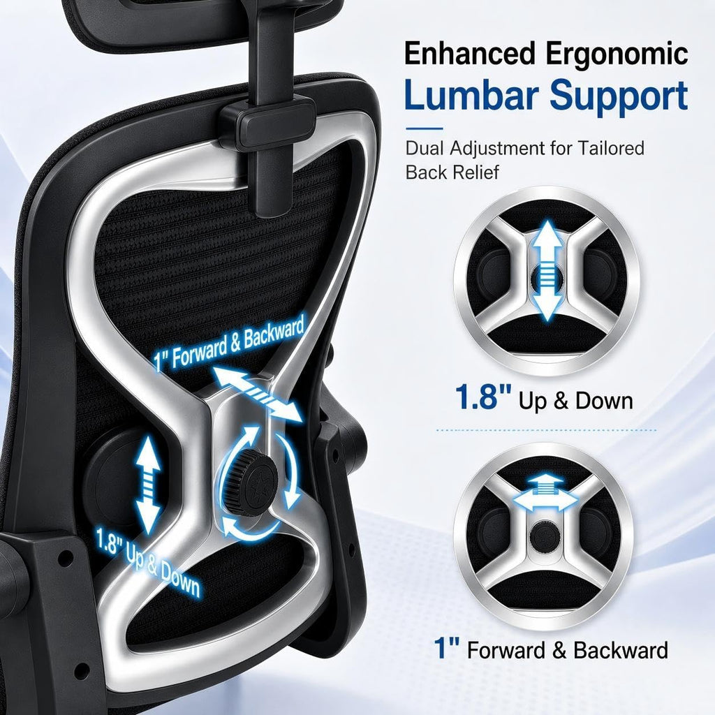 Office Chair 3D Headrest Flip-up Armrest Black Silver