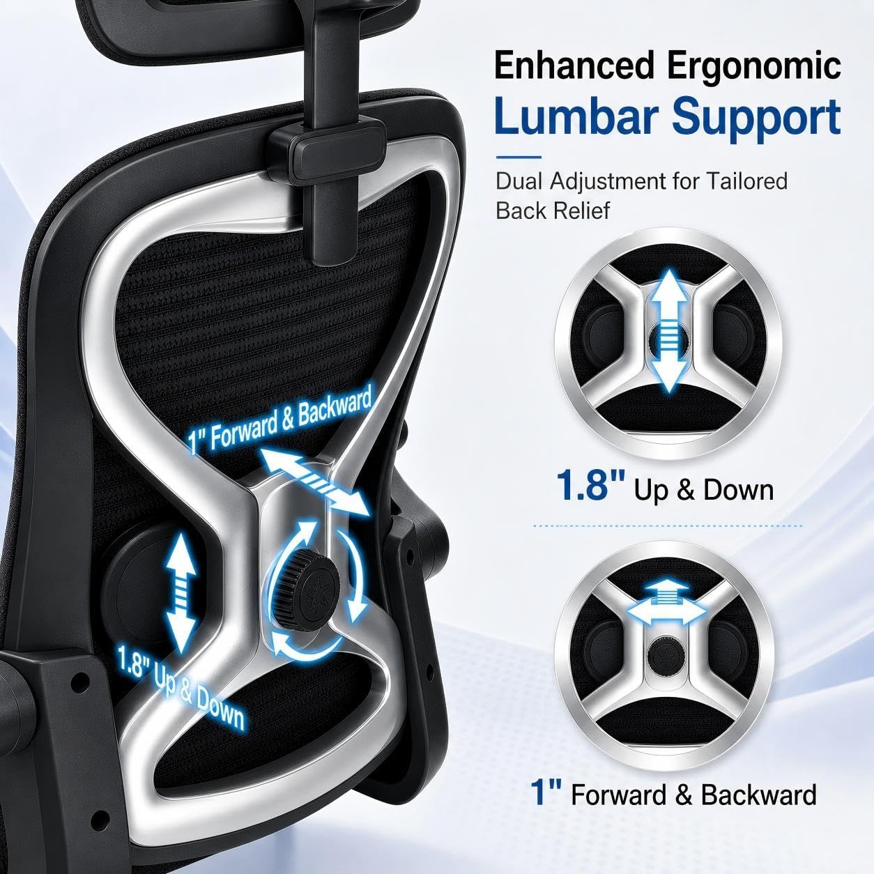 Office Chair 3D Headrest Flip-up Armrest Black Silver