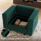 Velvet Modular Armchair Green With Storage