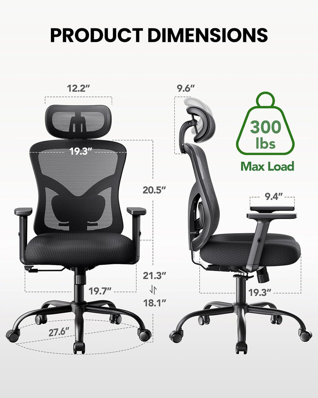 Office Chair 2D Headrest Lumbar Support