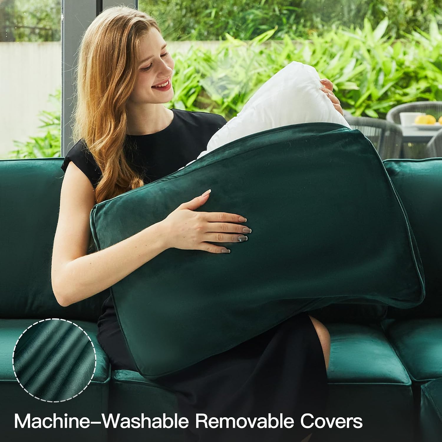 Velvet Modular Armchair Green With Storage