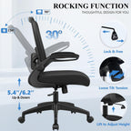 High Back Mesh Office Chair Flip-up Armrest Black