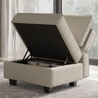 Velvet Modular Armchair Grey With Storage