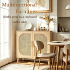 Rattan Sideboard With Doors Storage Natural