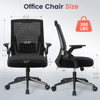 Mesh Office Chair Flip-up Armrest Lumbar Support Black