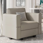 Velvet Modular Armchair Grey With Storage