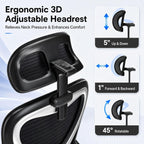 Office Chair 3D Headrest Flip-up Armrest Black Silver
