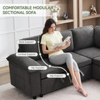 Chenille Modular Armchair Dark Grey
