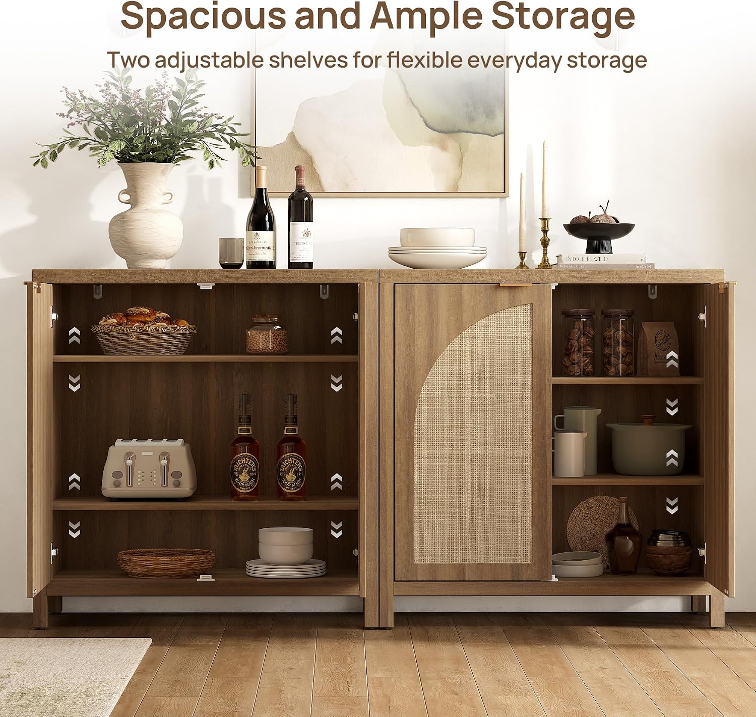 Rattan Sideboard 2 Arch Doors Storage