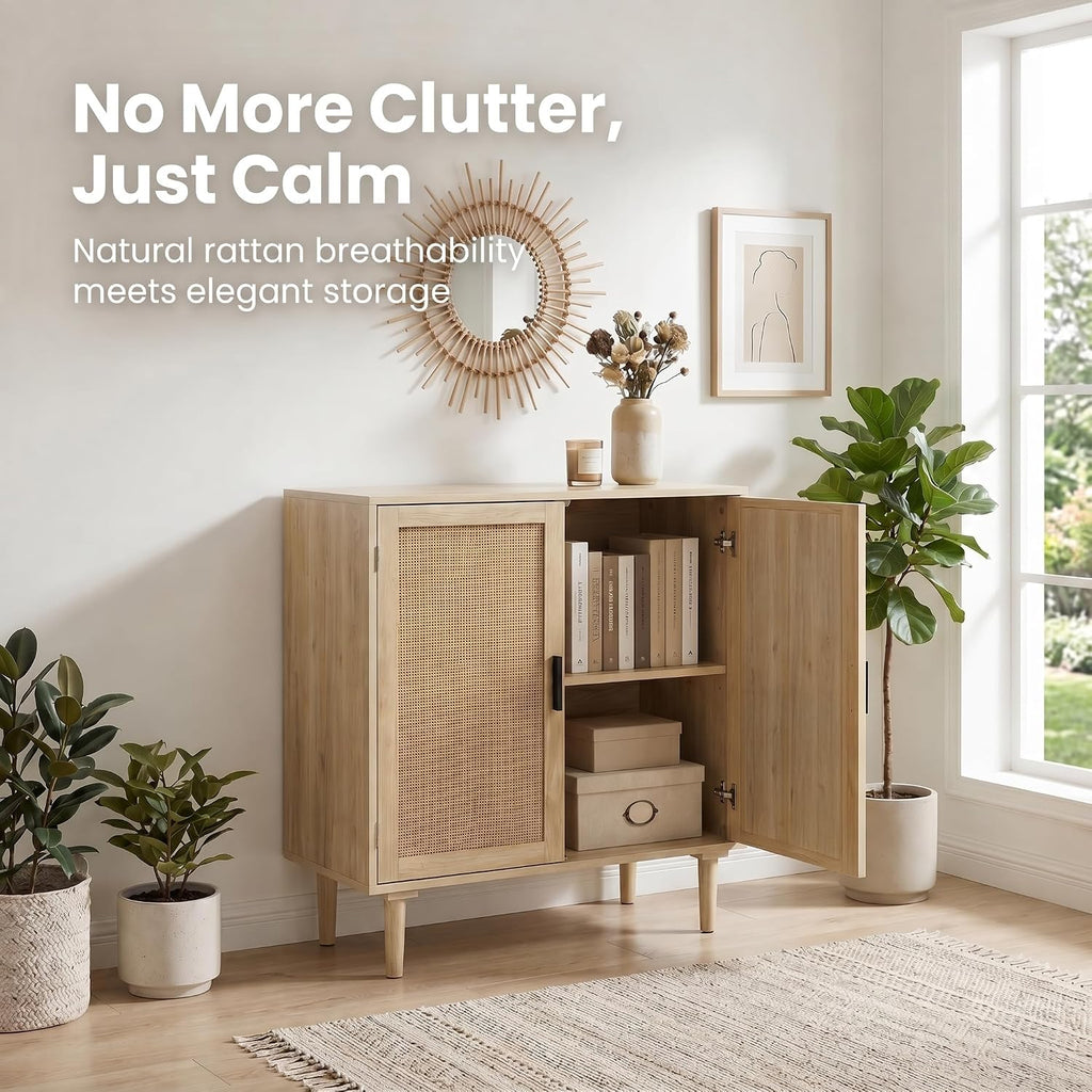 Natural Rattan Sideboard Storage Cabinet