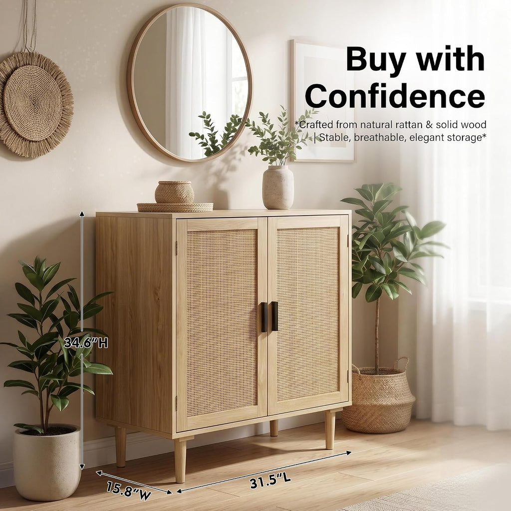 Natural Rattan Sideboard Storage Cabinet