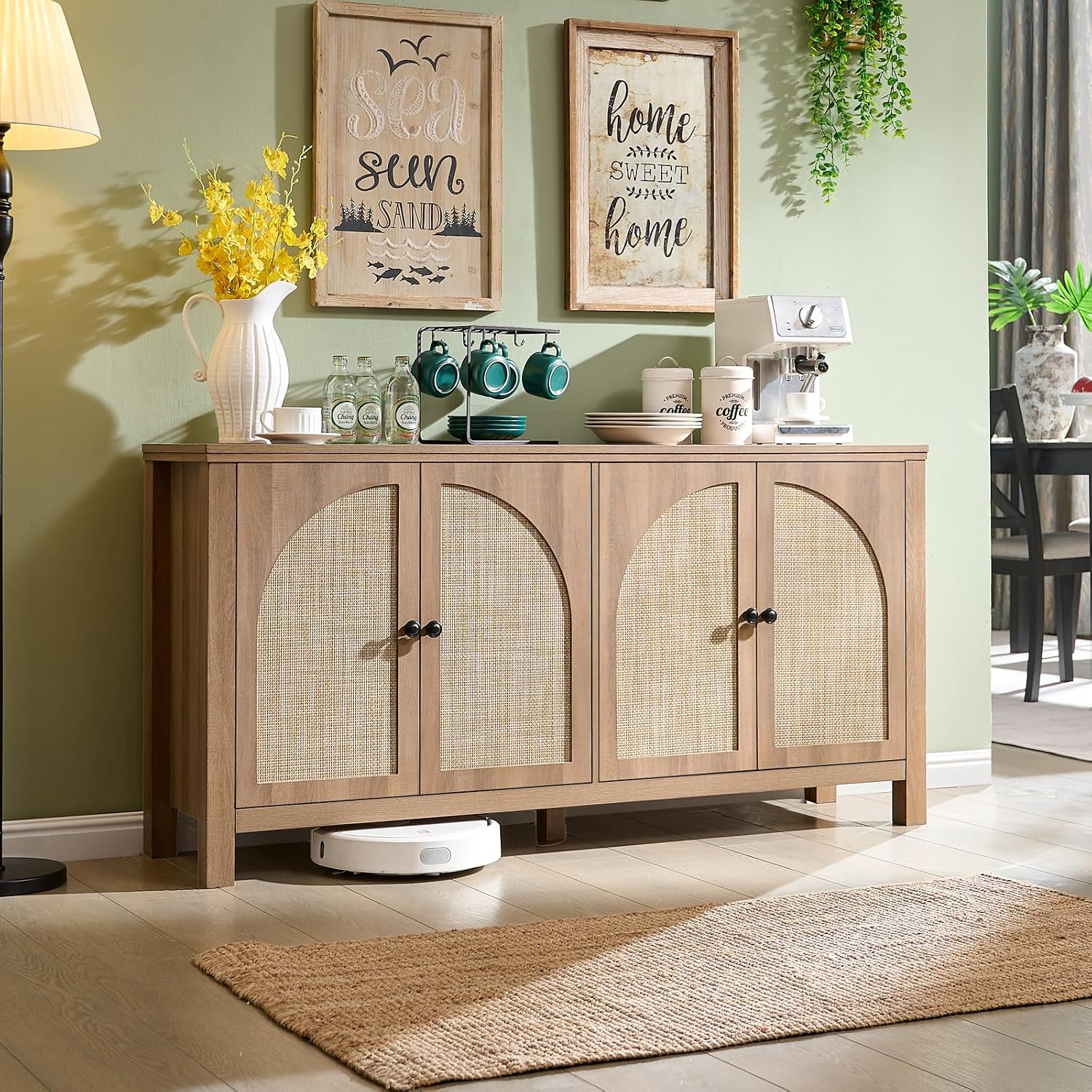 60" Rattan Storage Sideboard