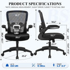 High Back Mesh Office Chair Flip-up Armrest Black