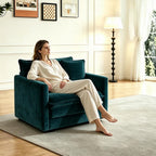 Chenille Cloud Accent Chair Blue With Pillow