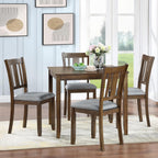 34.5" Square Walnut Dining Table For 4 People