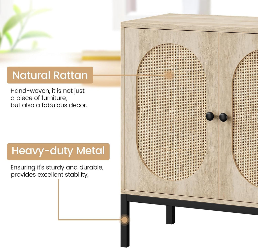 Natural Rattan Sideboard Cabinet