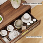 Farmhouse Rattan Sideboard Walnut With Drawers