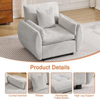 Chenille Cloud Accent Chair Light Grey Tufted Deep Seat