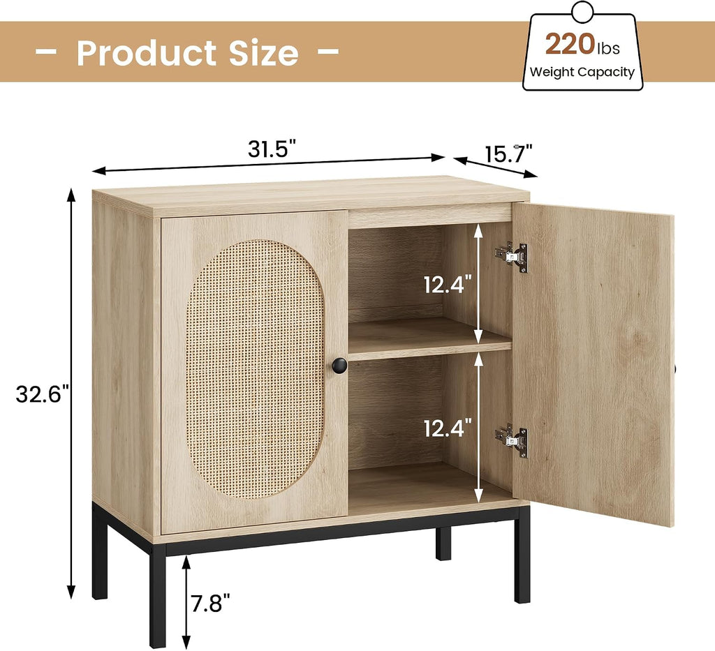 Natural Rattan Sideboard Cabinet