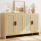 Oak Rattan Sideboard Storage Cabinet