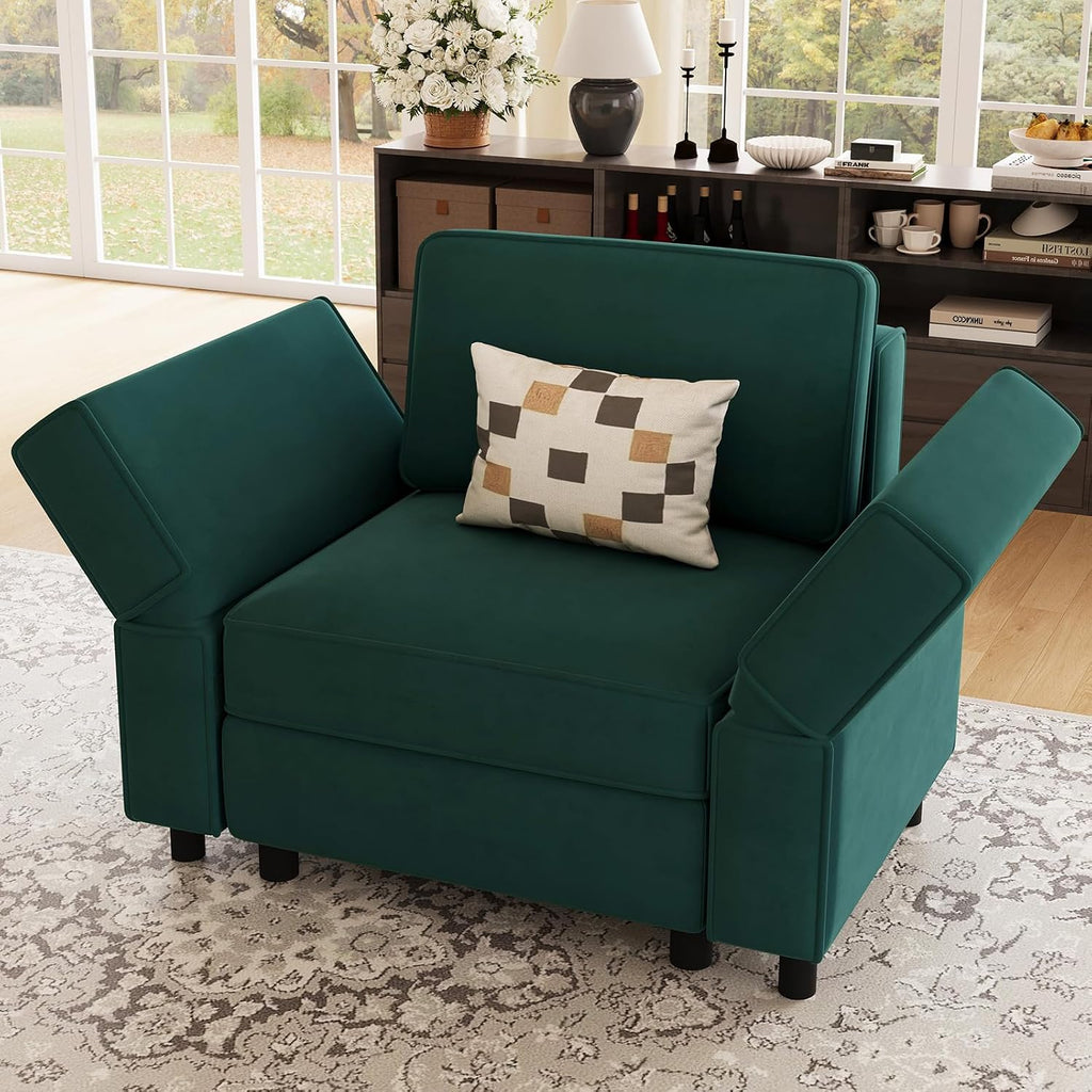 Velvet Modular Armchair Green With Storage