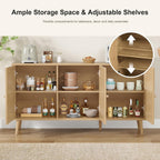 Boho Rattan Sideboard 3 Doors Storage Cabinet